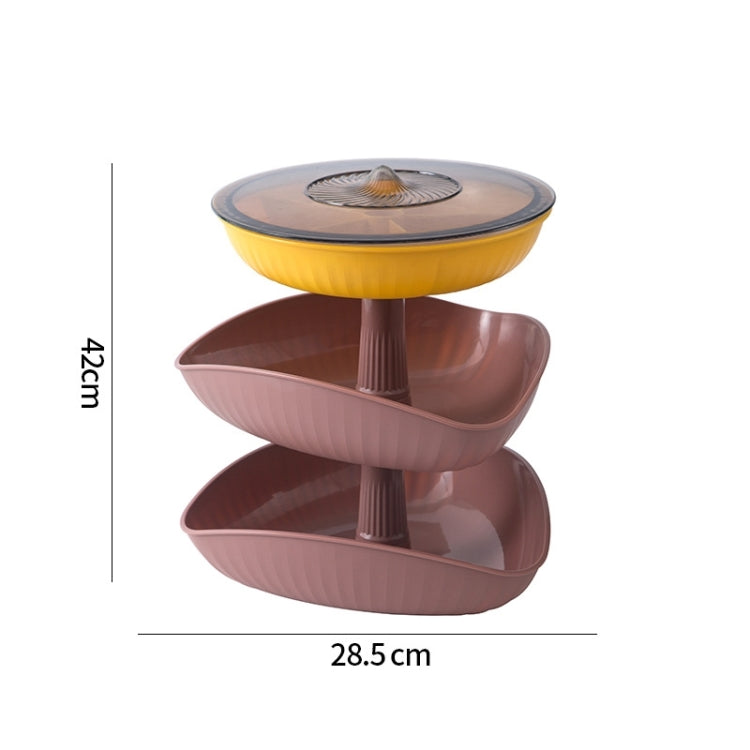 Snacks Dried Fruit Plate Multilayer Superimposed Fruit Plate Candy Plate, Specification: Three-layer (Bean Pink)