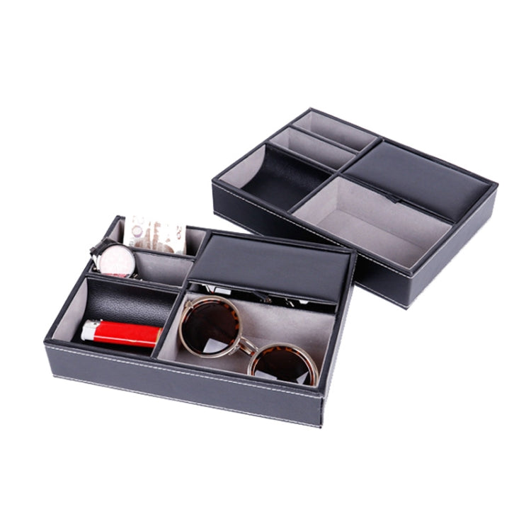 Desktop Jewelry Storage Box PU Leather Storage Box(Black)