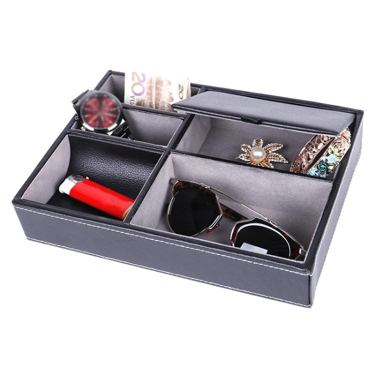 Desktop Jewelry Storage Box PU Leather Storage Box(Black)