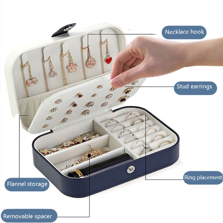 Double-Layer Jewelry Storage Box Earrings Ring Portable Flannel Jewelry Box(Blue)