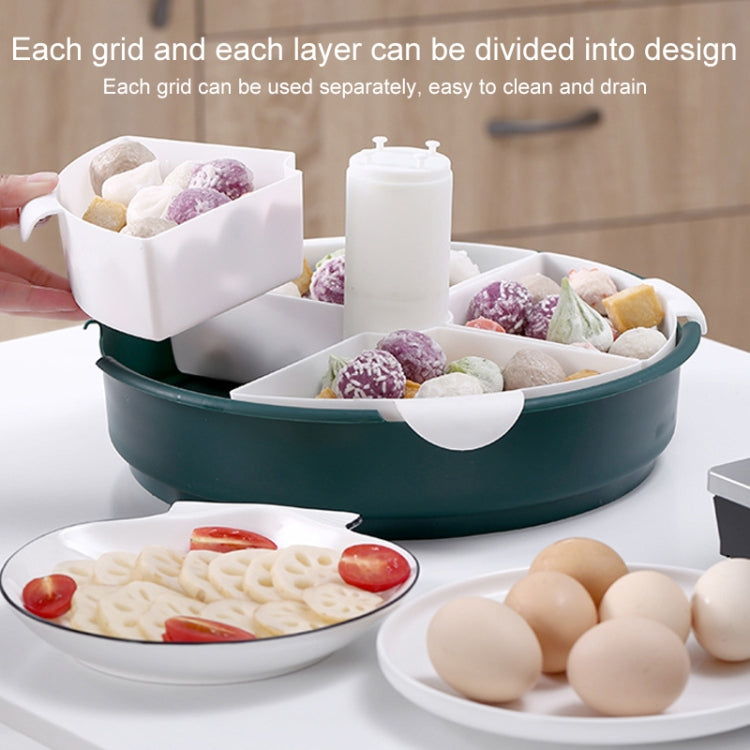 Hot Pot Platter Rotating Sub-Divided Drain Basket Fruit And Vegetable Cleaning Basket,Style: Three-layer (Mint Green)