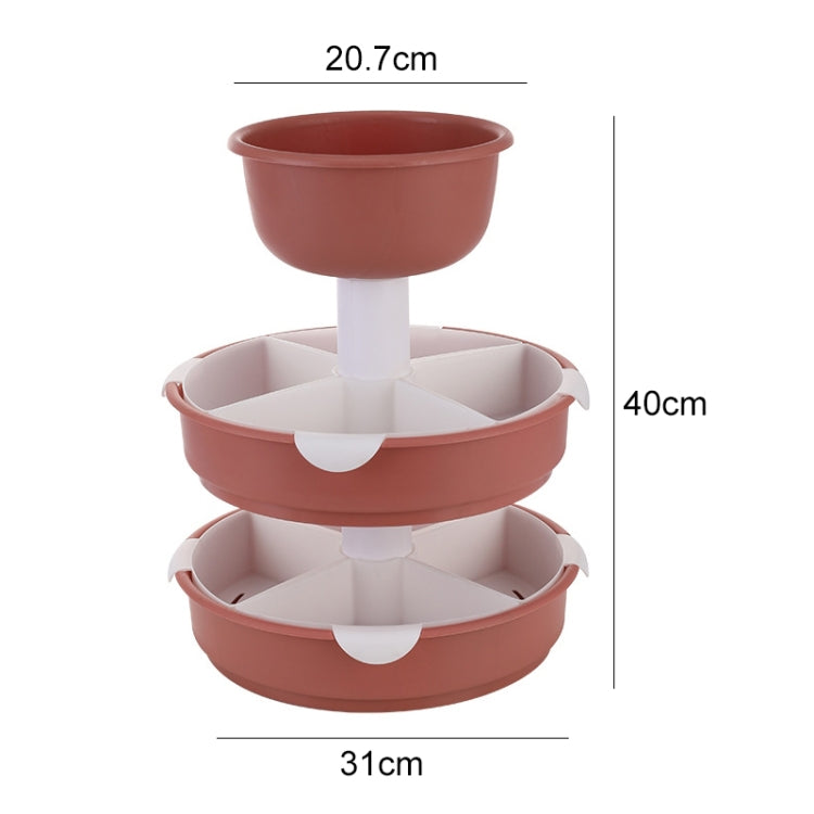 Hot Pot Platter Rotating Sub-Divided Drain Basket Fruit And Vegetable Cleaning Basket,Style: Three-layer (Bean Pink)
