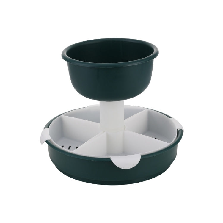 Hot Pot Platter Rotating Sub-Divided Drain Basket Fruit And Vegetable Cleaning Basket,Style: Two Layers (Mint Green)