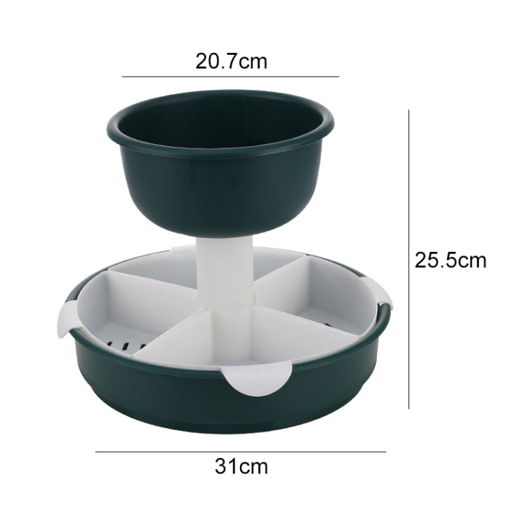 Hot Pot Platter Rotating Sub-Divided Drain Basket Fruit And Vegetable Cleaning Basket,Style: Two Layers (Mint Green)