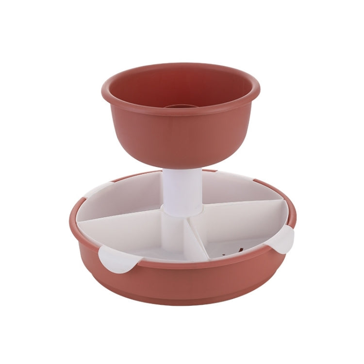 Hot Pot Platter Rotating Sub-Divided Drain Basket Fruit And Vegetable Cleaning Basket,Style: Two Layers (Bean Pink)