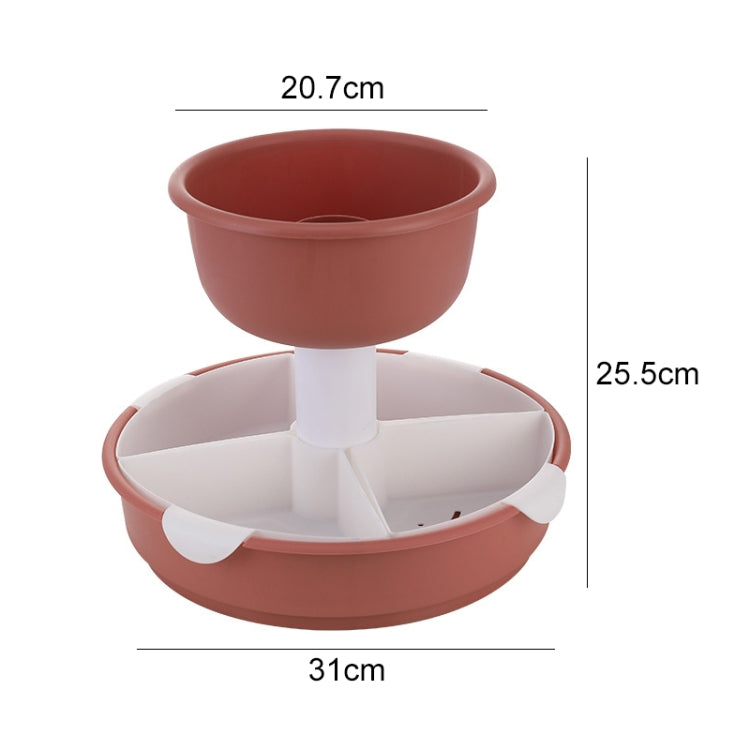 Hot Pot Platter Rotating Sub-Divided Drain Basket Fruit And Vegetable Cleaning Basket,Style: Two Layers (Bean Pink)