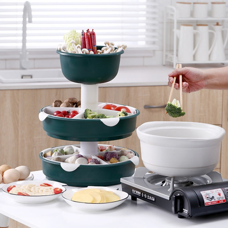 Hot Pot Platter Rotating Sub-Divided Drain Basket Fruit And Vegetable Cleaning Basket,Style: Two Layers (Bean Pink)