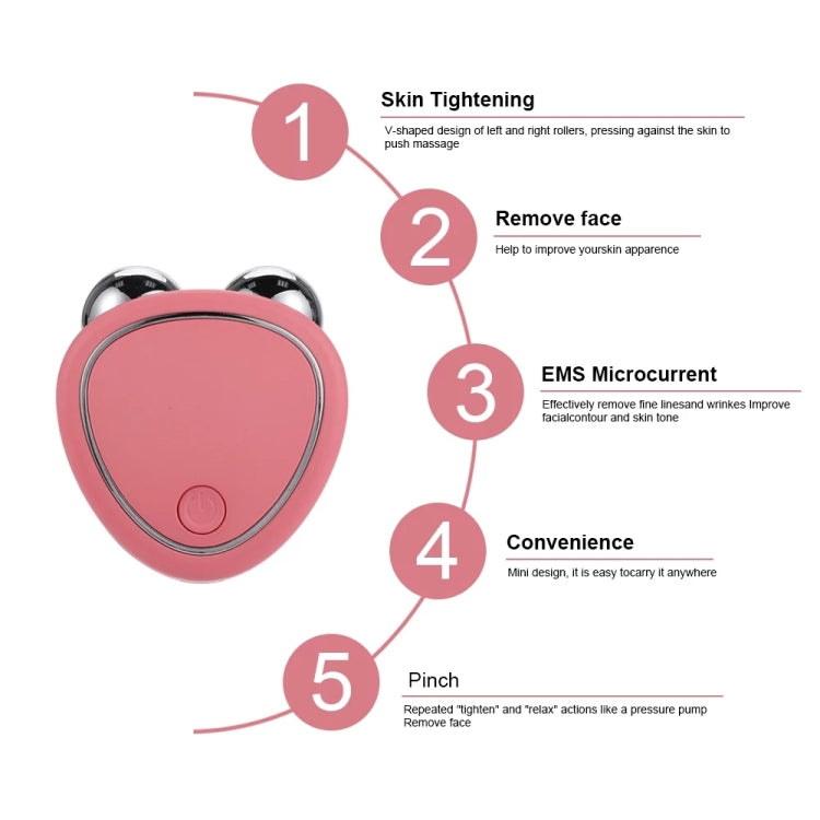 Portable Facial Micro-Current Beauty Instrument For Lifting Firming Thinning Double Roller Massage Instrument