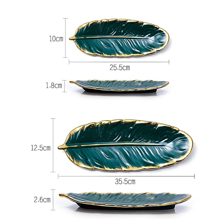 Phnom Penh Ceramic Dessert Plate Feather Plate Banana Leaf Fruit Dried Fruit Storage Tray, Size: Small (Matte White)