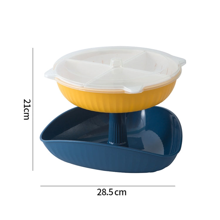 Vegetable Washing Draining Basket Split-Grid Rotating Multi-Layer Hot Pot Platter Tray+Drain Basket (Blue)