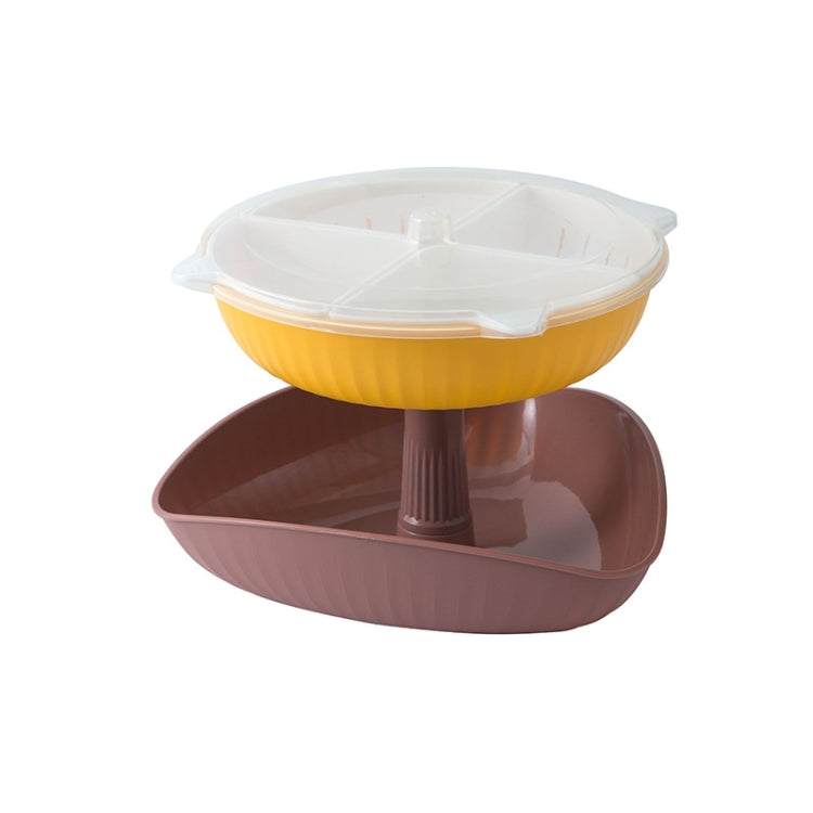 Vegetable Washing Draining Basket Split-Grid Rotating Multi-Layer Hot Pot Platter Tray+Drain Basket (Pink)