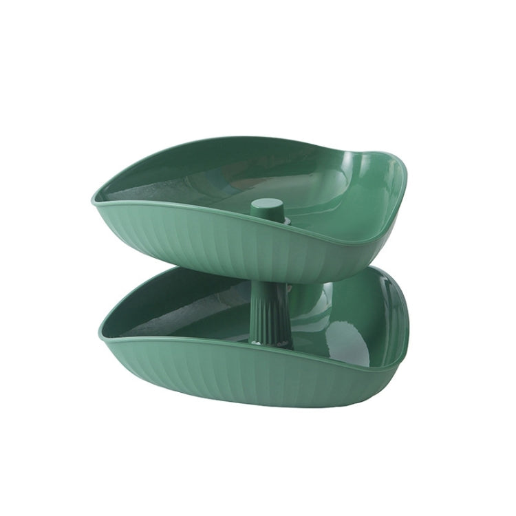 Vegetable Washing Draining Basket Split-Grid Rotating Multi-Layer Hot Pot Platter Double Tray (Green)