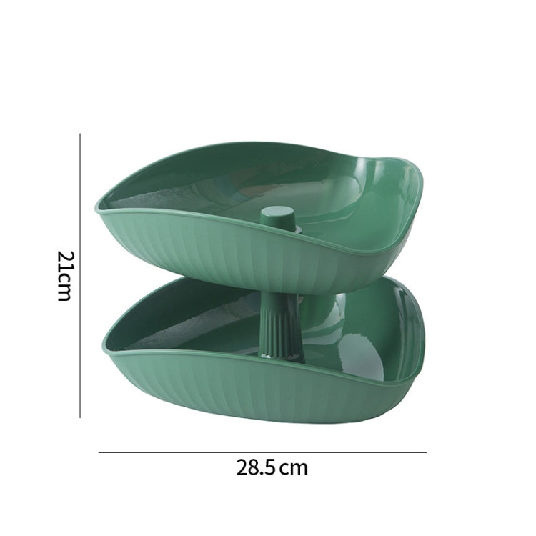 Vegetable Washing Draining Basket Split-Grid Rotating Multi-Layer Hot Pot Platter Double Tray (Green)