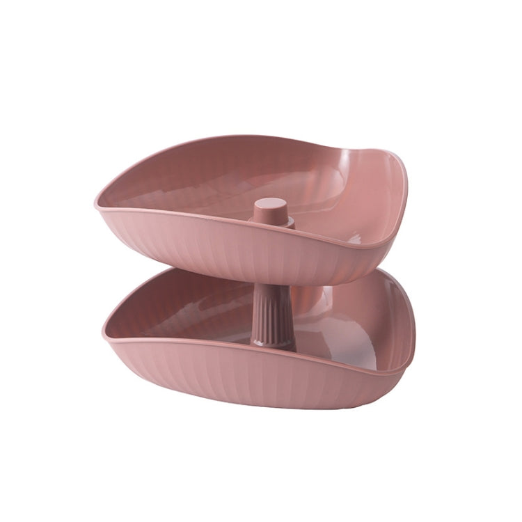 Vegetable Washing Draining Basket Split-Grid Rotating Multi-Layer Hot Pot Platter Double Tray (Pink)