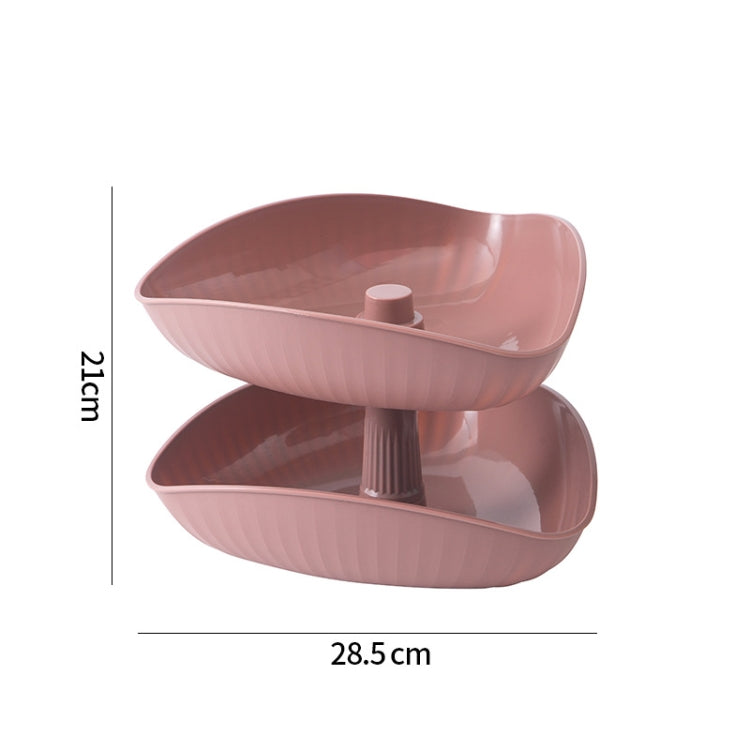 Vegetable Washing Draining Basket Split-Grid Rotating Multi-Layer Hot Pot Platter Double Tray (Pink)
