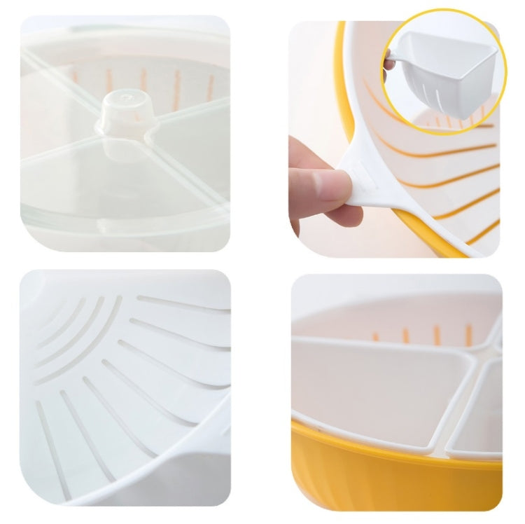 Vegetable Washing Draining Basket Split-Grid Rotating Multi-Layer Hot Pot Platter Double Tray (Pink)