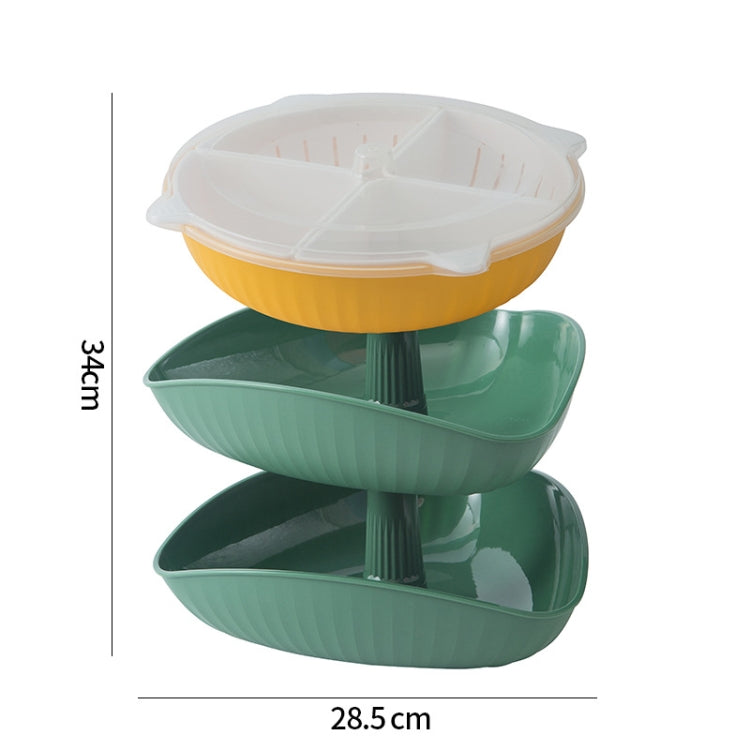 Vegetable Washing Draining Basket Split-Grid Rotating Multi-Layer Hot Pot Platter 2 Trays+Drain Basket(Green)