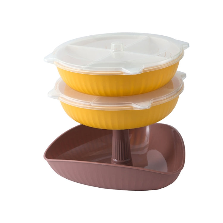 Vegetable Washing Draining Basket Split-Grid Rotating Multi-Layer Hot Pot Platter Tray+2 Drain Baskets(Pink)