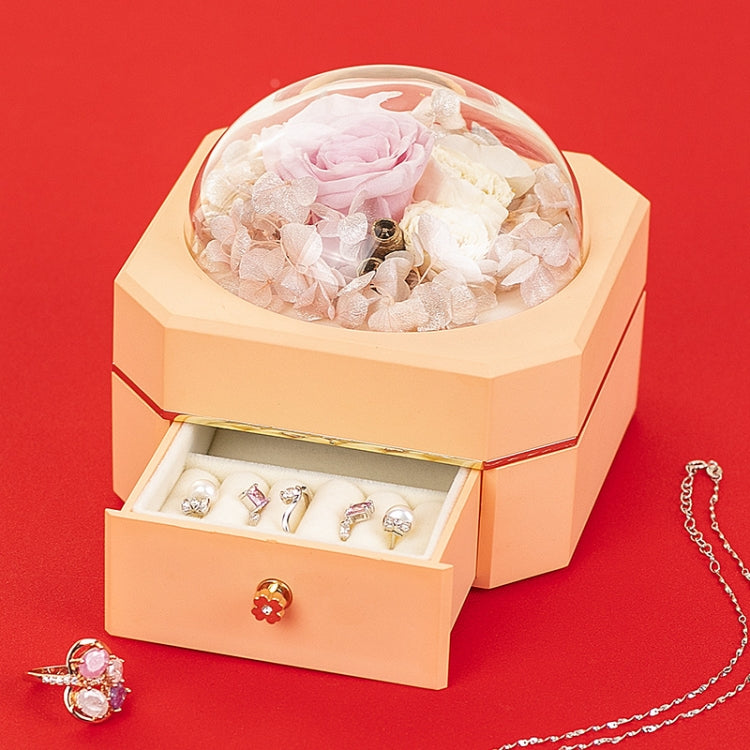 Octagonal Single Drawer Gift Box Eternal Flower Jewelry Box