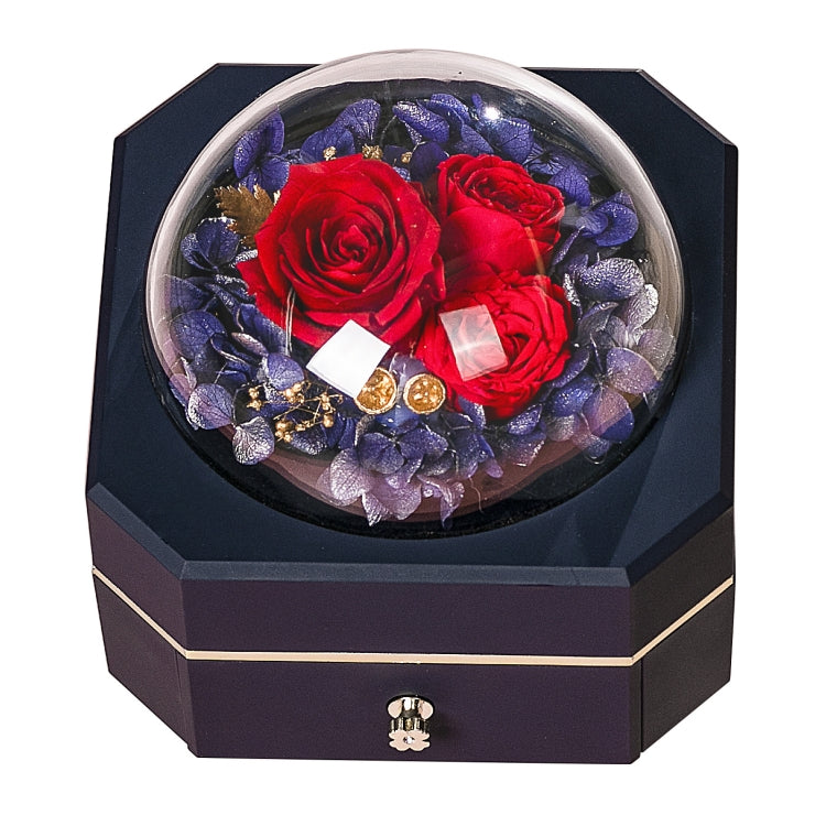Octagonal Single Drawer Gift Box Eternal Flower Jewelry Box