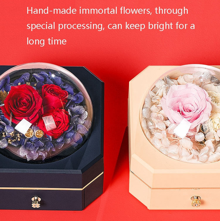 Octagonal Single Drawer Gift Box Eternal Flower Jewelry Box