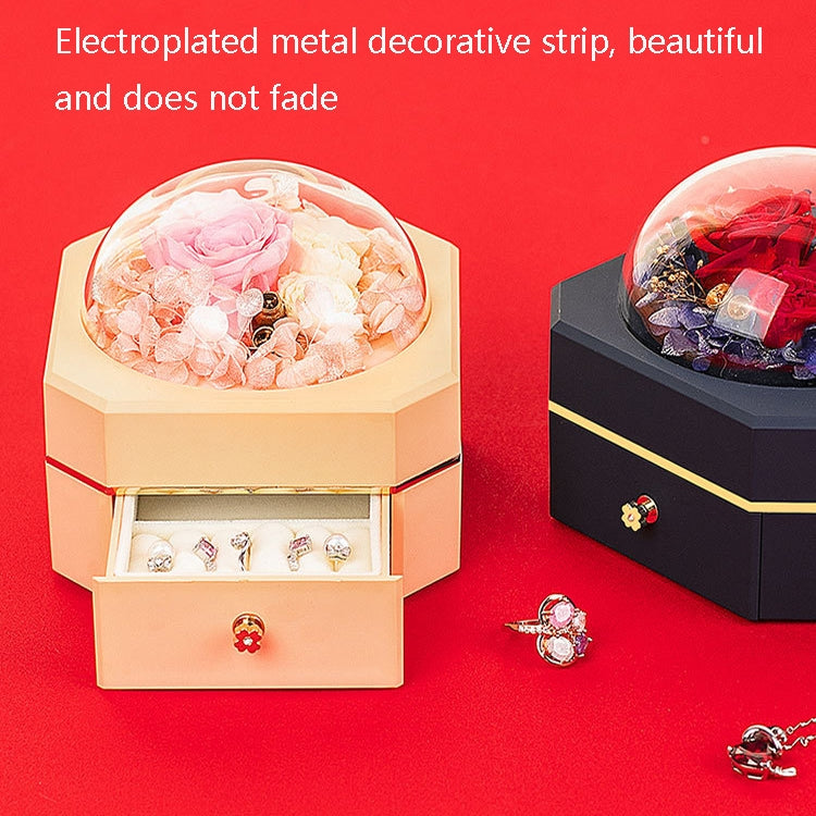 Octagonal Single Drawer Gift Box Eternal Flower Jewelry Box