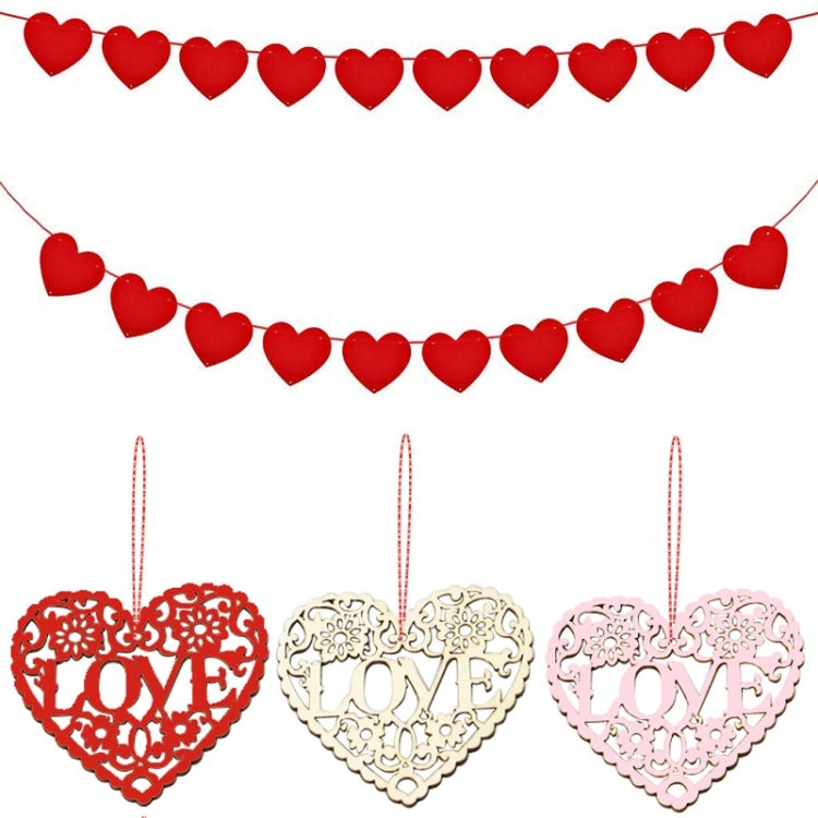 2 Packs Valentines Day Wedding Supplies Hollow Love Decoration Small Pendant JM01771