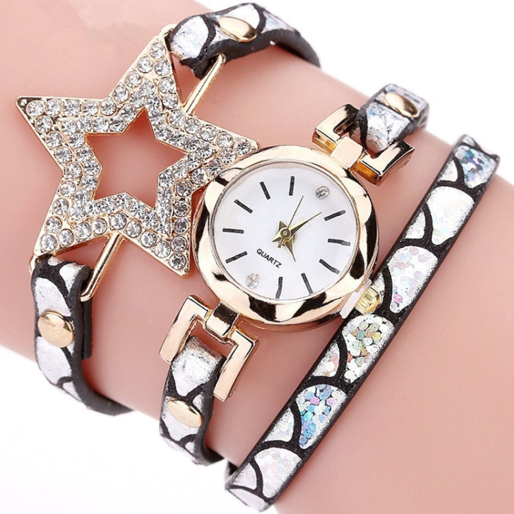 3 PCS Ladies Five-pointed Star Bright Leather Belt Quartz Watch Bracelet Watch