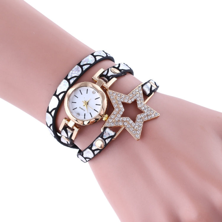 3 PCS Ladies Five-pointed Star Bright Leather Belt Quartz Watch Bracelet Watch