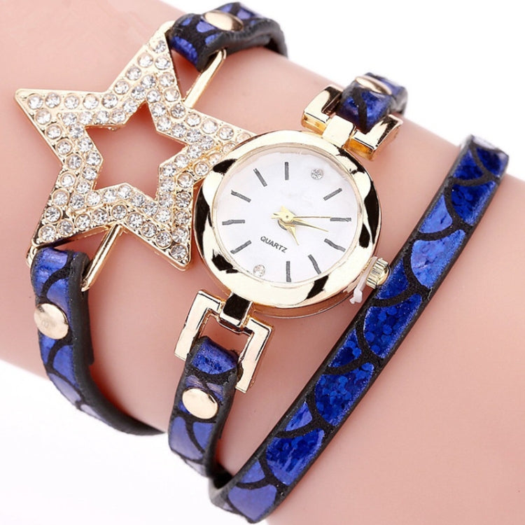 3 PCS Ladies Five-pointed Star Bright Leather Belt Quartz Watch Bracelet Watch