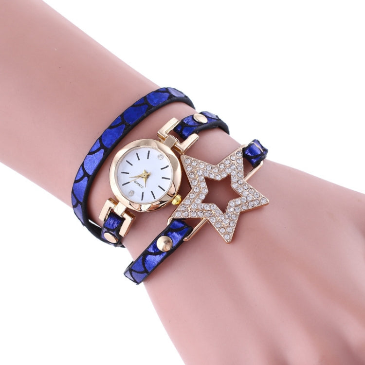 3 PCS Ladies Five-pointed Star Bright Leather Belt Quartz Watch Bracelet Watch