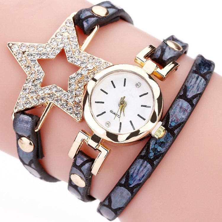 3 PCS Ladies Five-pointed Star Bright Leather Belt Quartz Watch Bracelet Watch