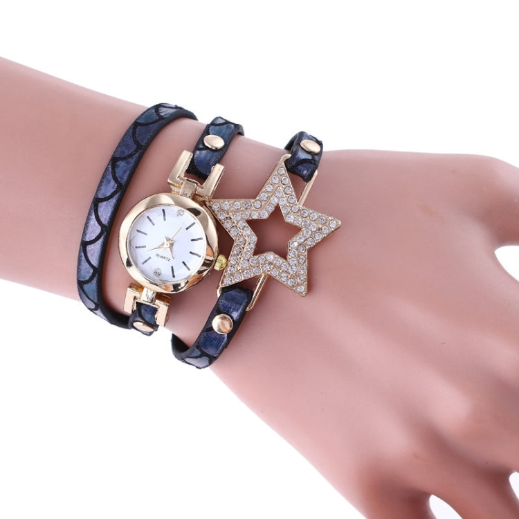 3 PCS Ladies Five-pointed Star Bright Leather Belt Quartz Watch Bracelet Watch