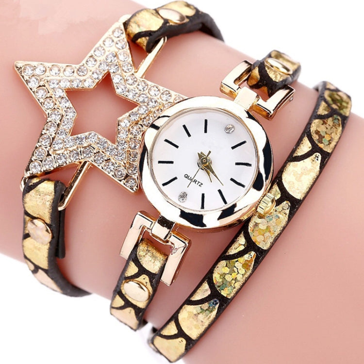 3 PCS Ladies Five-pointed Star Bright Leather Belt Quartz Watch Bracelet Watch