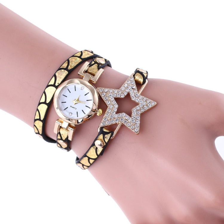 3 PCS Ladies Five-pointed Star Bright Leather Belt Quartz Watch Bracelet Watch