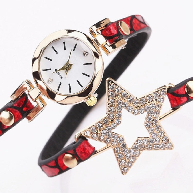 3 PCS Ladies Five-pointed Star Bright Leather Belt Quartz Watch Bracelet Watch