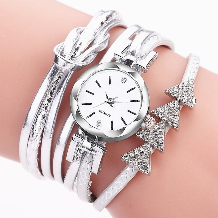 2 PCS Ladies Triangle Christmas Tree Shape PU Belt Quartz Watch Bracelet Watch
