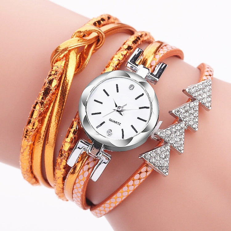 2 PCS Ladies Triangle Christmas Tree Shape PU Belt Quartz Watch Bracelet Watch