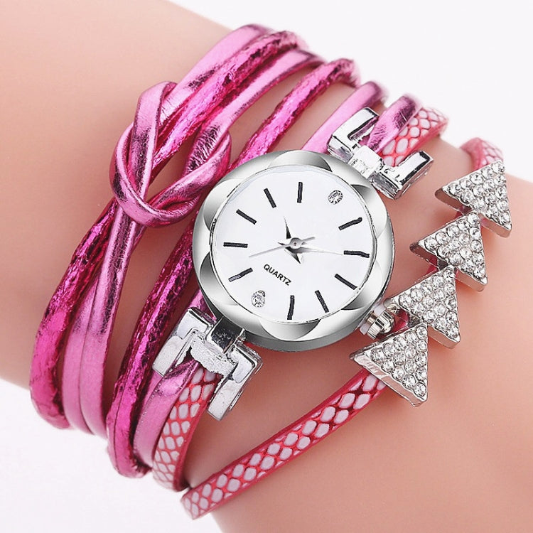 2 PCS Ladies Triangle Christmas Tree Shape PU Belt Quartz Watch Bracelet Watch