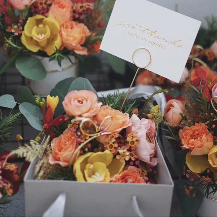 4 PCS Metal Flower Insert Greeting Card  Korean Metal Card Holder Bouquet Packaging Materials
