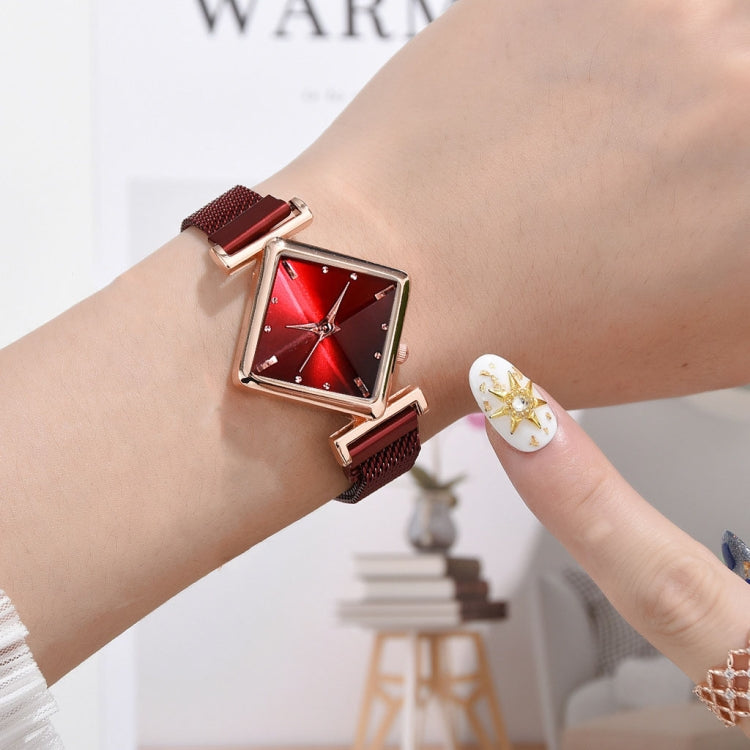 2 PCS Ladies Diamond Dial Quartz Watch, Colour: Red