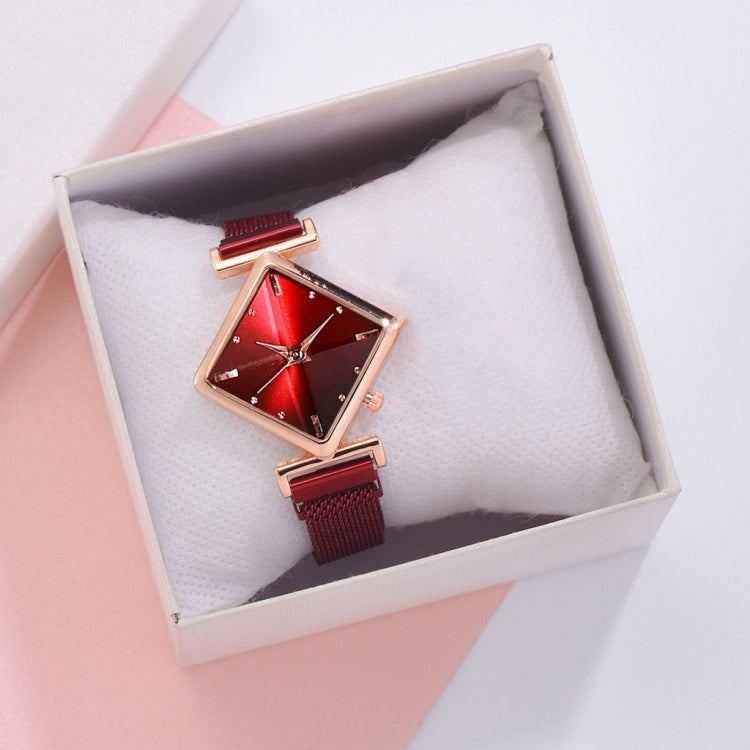 2 PCS Ladies Diamond Dial Quartz Watch, Colour: Red