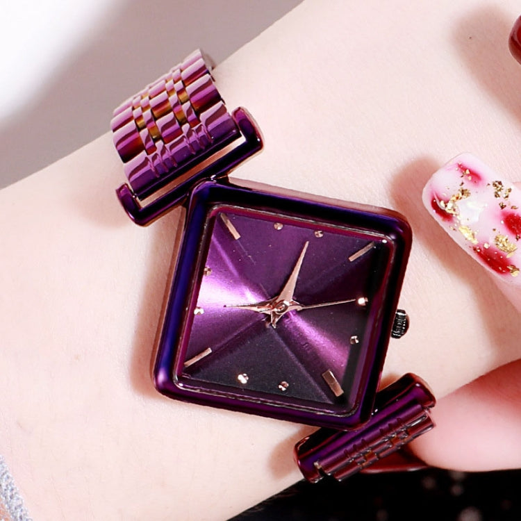 2 PCS Ladies Diamond Dial Quartz Watch, Colour: Purple
