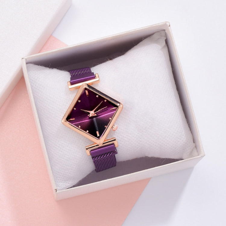 2 PCS Ladies Diamond Dial Quartz Watch, Colour: Purple