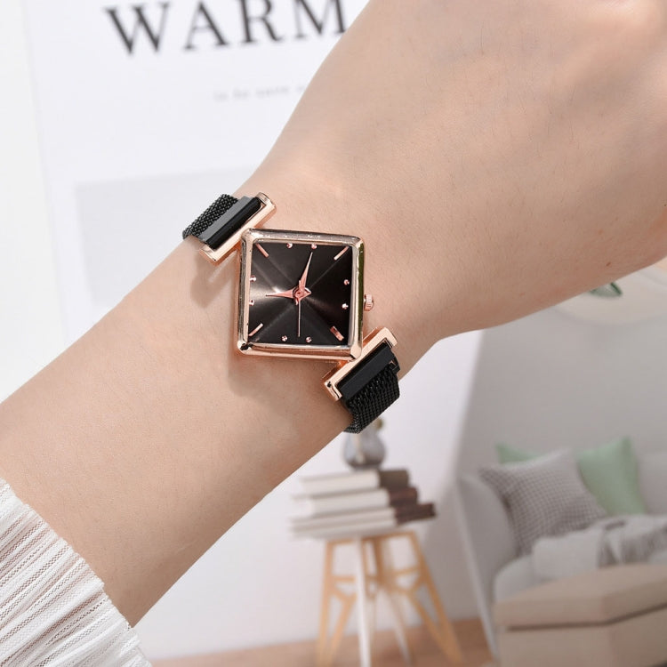 2 PCS Ladies Diamond Dial Quartz Watch, Colour: Black