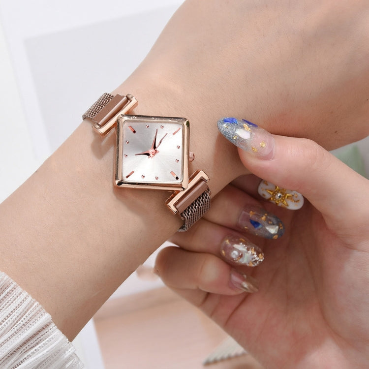 2 PCS Ladies Diamond Dial Quartz Watch, Colour: Rose Gold White