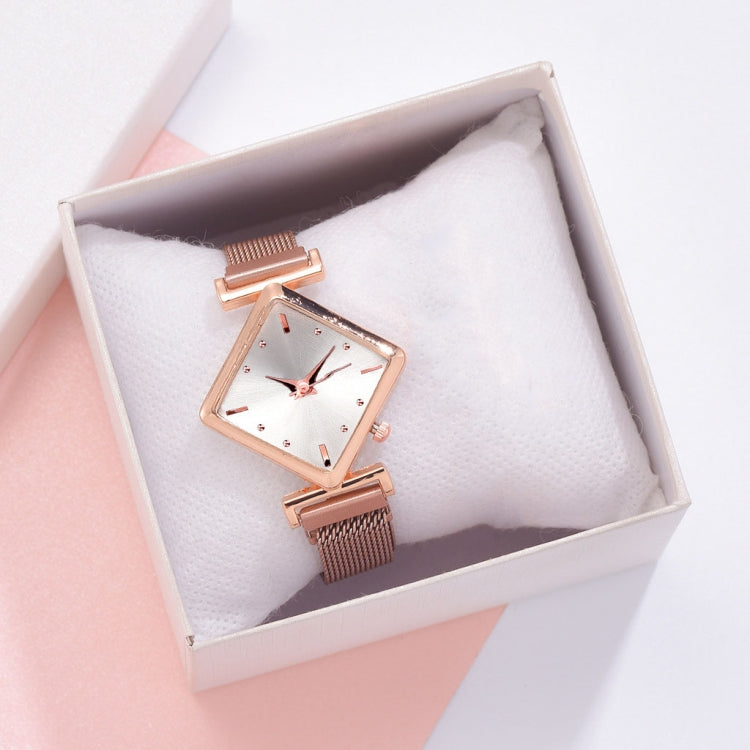 2 PCS Ladies Diamond Dial Quartz Watch, Colour: Rose Gold White