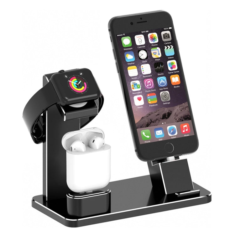 XMJ-001 3-In-1 Aluminum Alloy Charging Stand For IPhone / AirPods Pro / Apple Watch