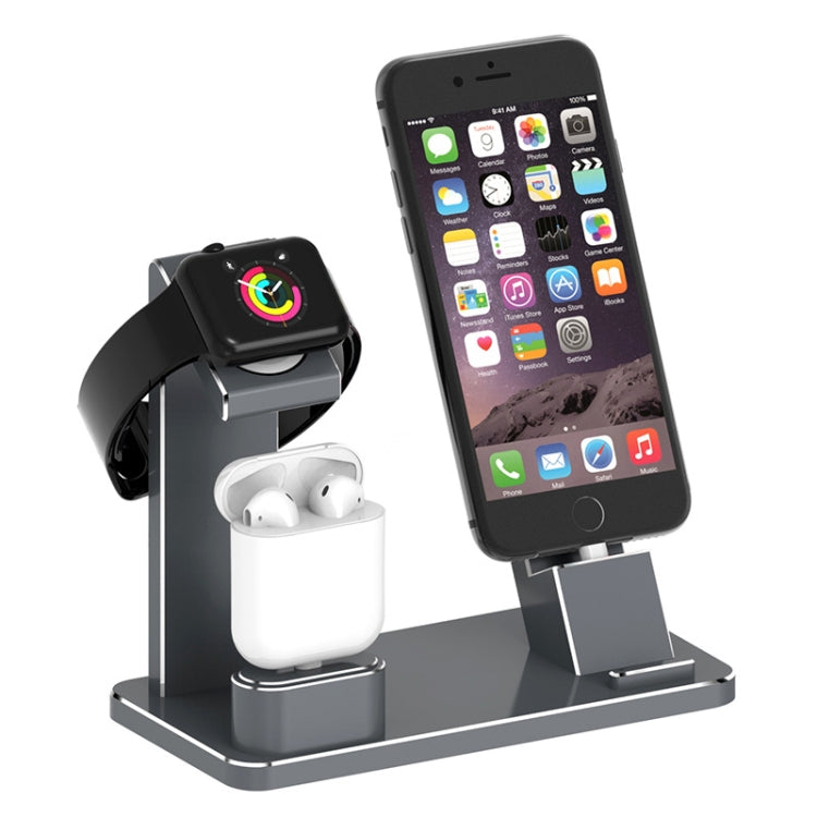 XMJ-001 3-In-1 Aluminum Alloy Charging Stand For IPhone / AirPods Pro / Apple Watch