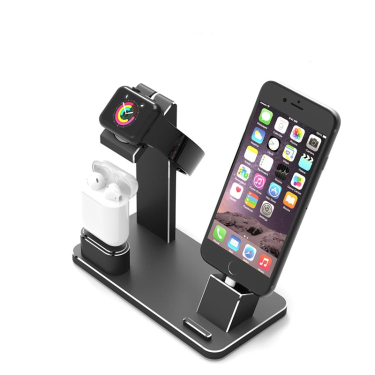 XMJ-001 3-In-1 Aluminum Alloy Charging Stand For IPhone / AirPods Pro / Apple Watch